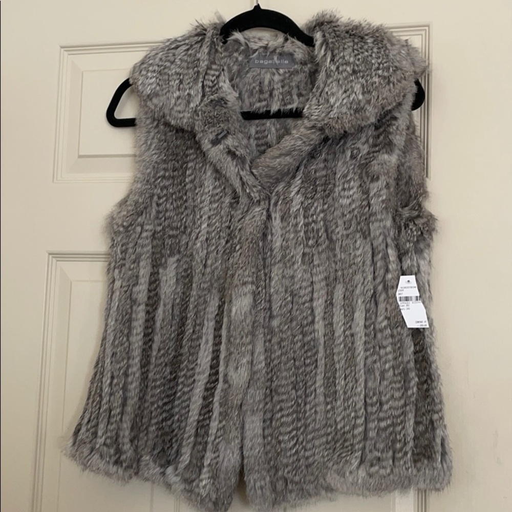 100% Real Gray Fur Vest!